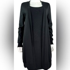 nwot Akris Punto black wool cardigan dress one piece size 6